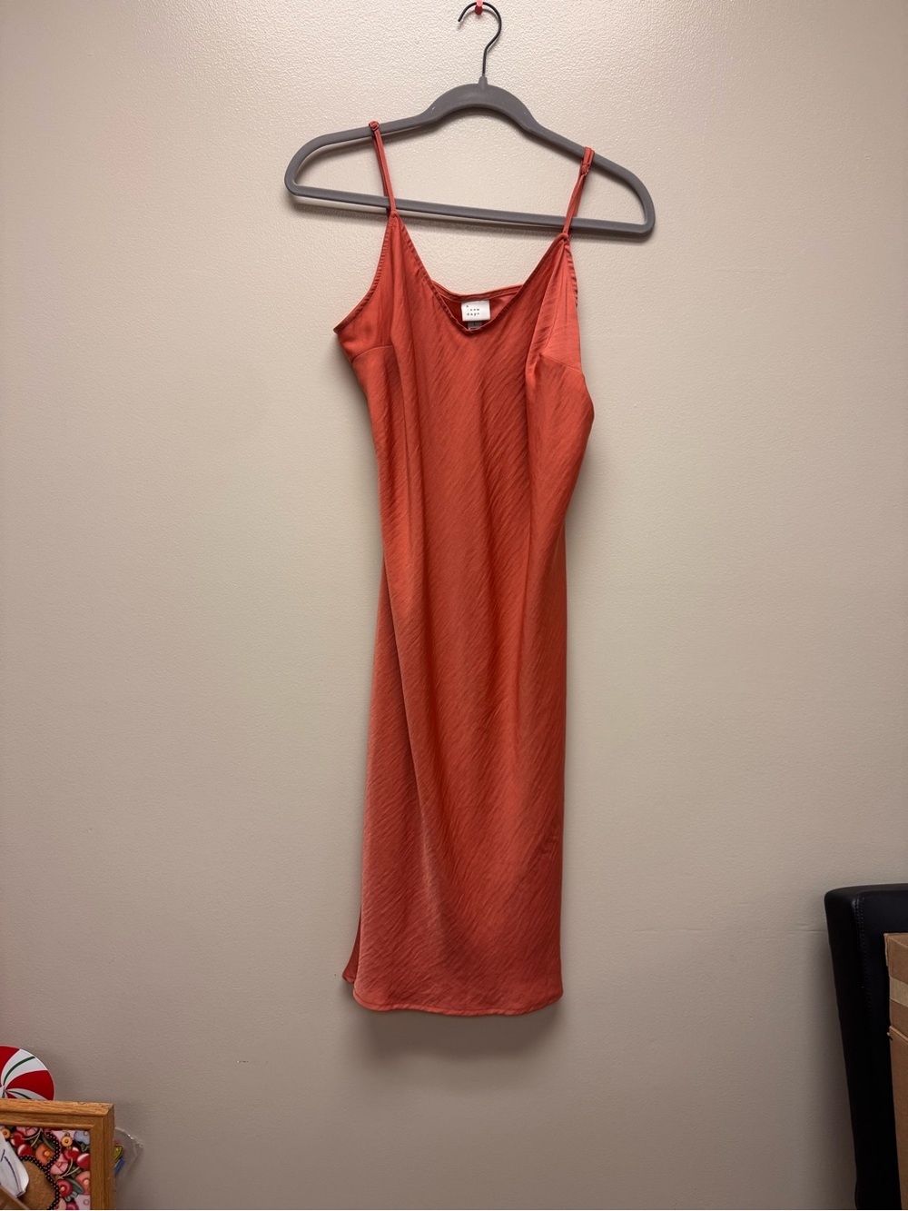 a new day Burnt Orange Slip Midi Dress with Spaghetti Straps